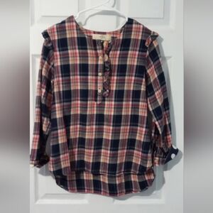 Navy and Red Ruffled Isabella Sinclair Ruffle Henley